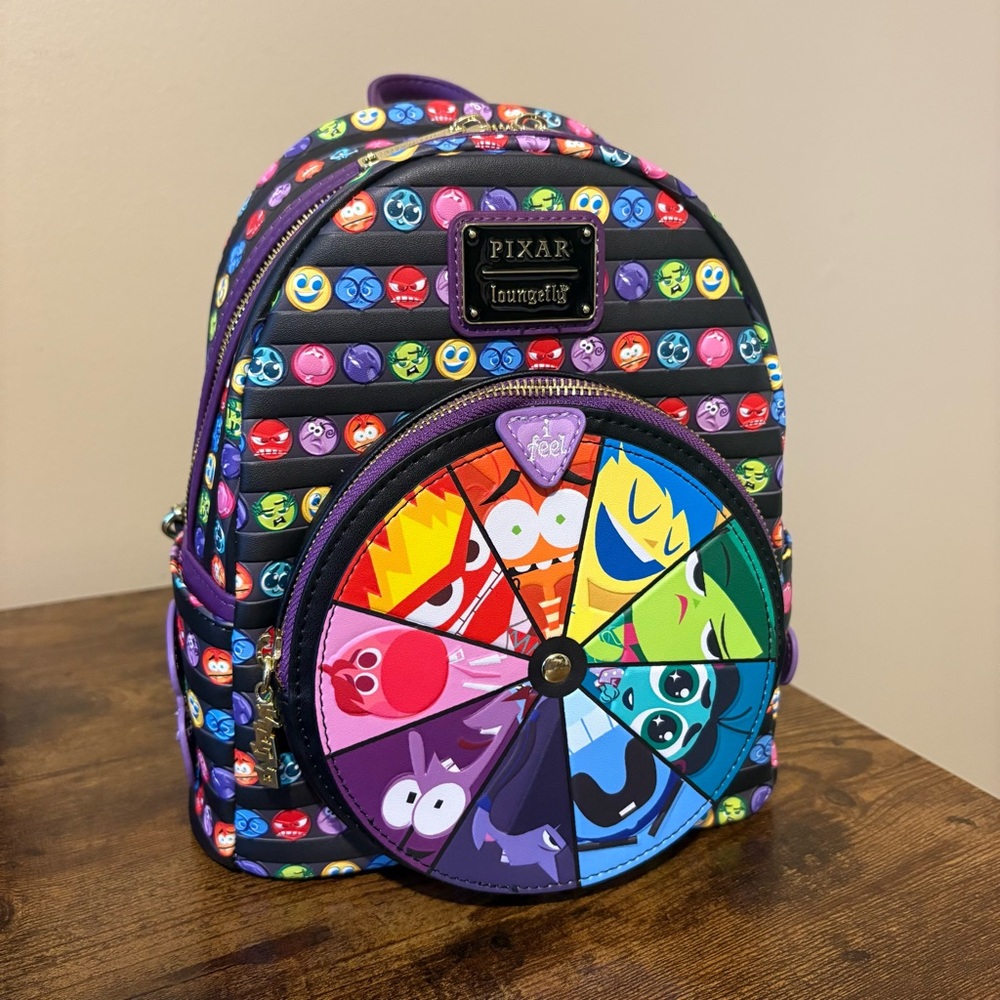 Disney Pixar Loungefly Inside Out 2 Core Memories Spinning Wheel Mini Backpack